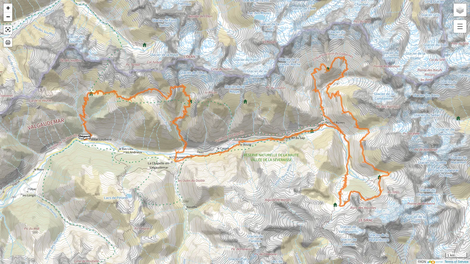 Karte Valgaudemar-Rundtour